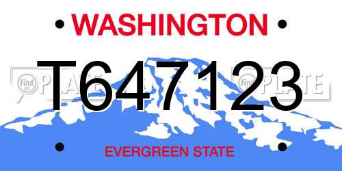 T647123 Washington License Plate