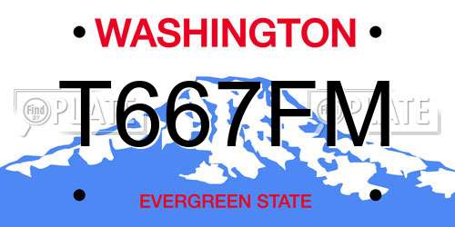T667FM Washington License Plate