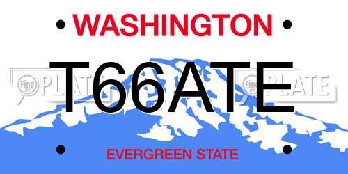 T66ATE Washington License Plate