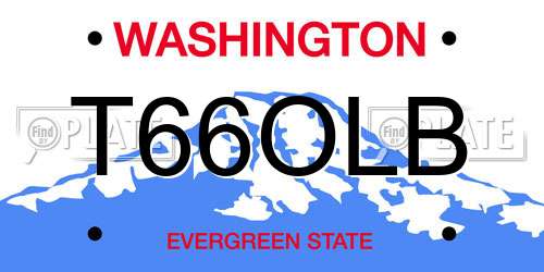 T66OLB Washington License Plate