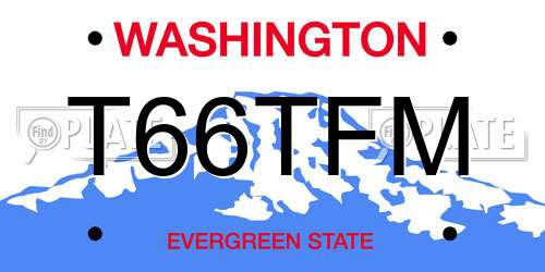 T66TFM Washington License Plate