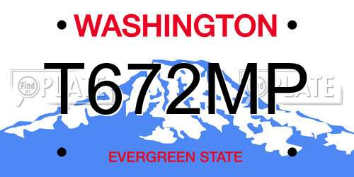 T672MP Washington License Plate