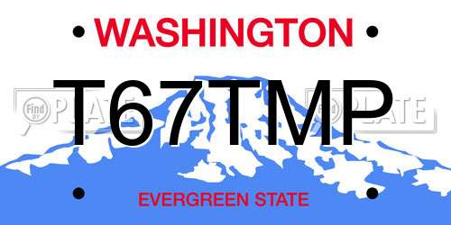 T67TMP Washington License Plate