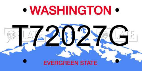 T72027G Washington License Plate