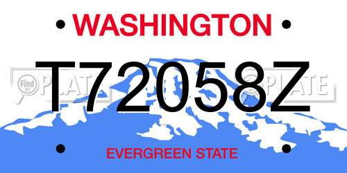 T72058Z Washington License Plate