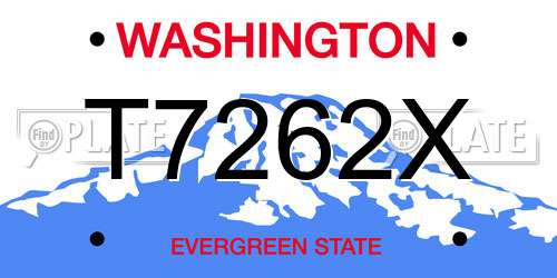T7262X Washington License Plate