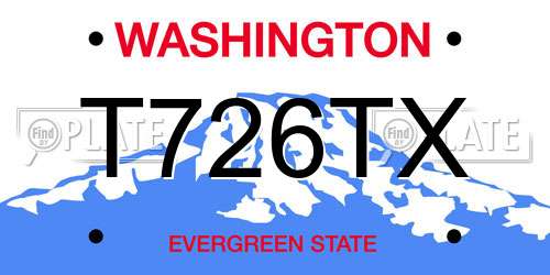 T726TX Washington License Plate