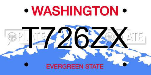 T726ZX Washington License Plate