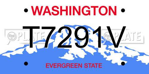 T7291V Washington License Plate