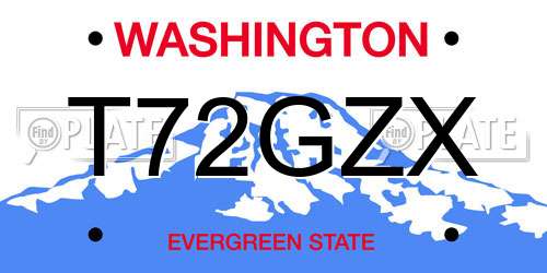 T72GZX Washington License Plate