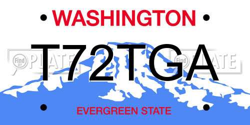 T72TGA Washington License Plate