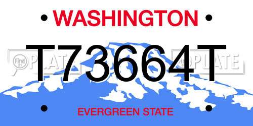 T73664T Washington License Plate