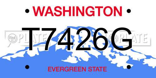 T7426G Washington License Plate