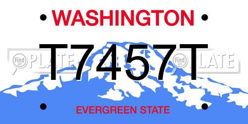 T7457T Washington License Plate