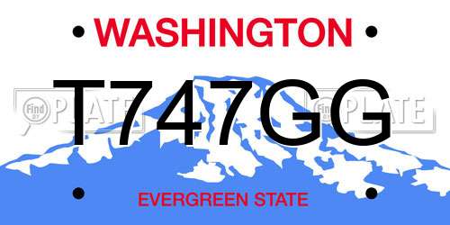T747GG Washington License Plate