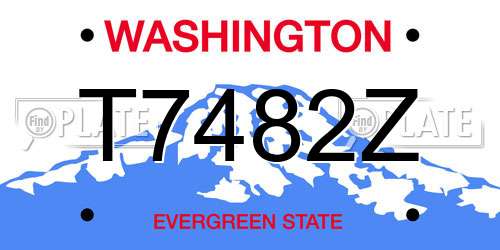 T7482Z Washington License Plate
