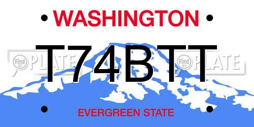 T74BTT Washington License Plate