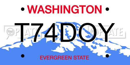 T74DOY Washington License Plate