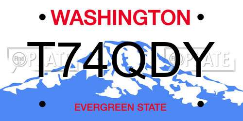 T74QDY Washington License Plate