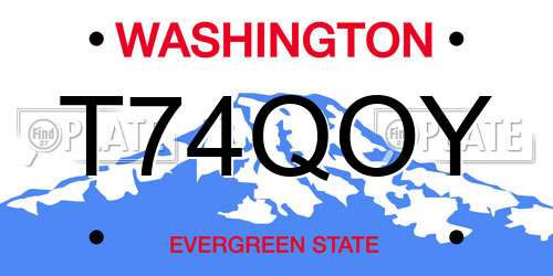 T74QOY Washington License Plate