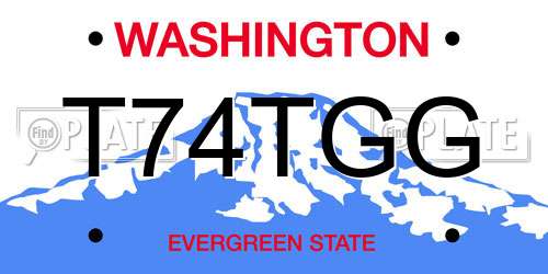 T74TGG Washington License Plate