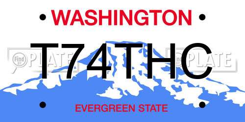 T74THC Washington License Plate