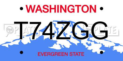 T74ZGG Washington License Plate