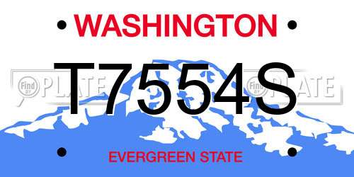 T7554S Washington License Plate