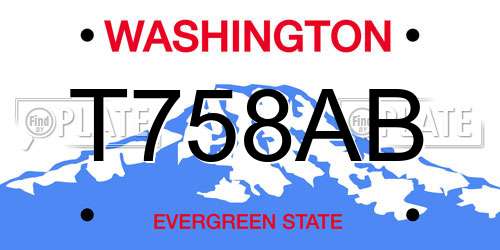 T758AB Washington License Plate