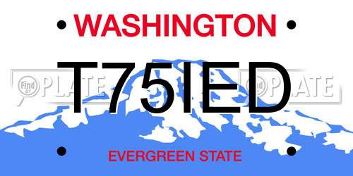 T75IED Washington License Plate