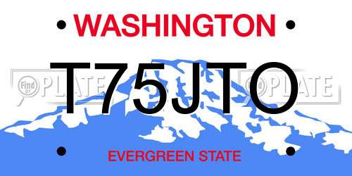 T75JTO Washington License Plate