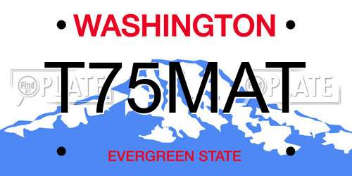 T75MAT Washington License Plate