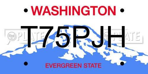 T75PJH Washington License Plate