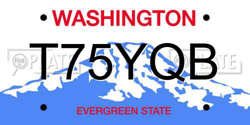 T75YQB Washington License Plate