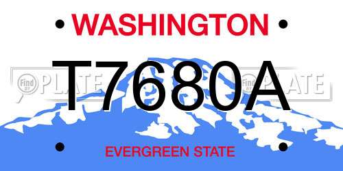 T7680A Washington License Plate