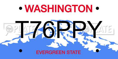 T76PPY Washington License Plate