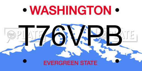 T76VPB Washington License Plate