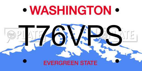 T76VPS Washington License Plate