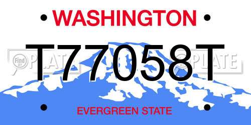T77058T Washington License Plate