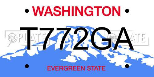 T772GA Washington License Plate