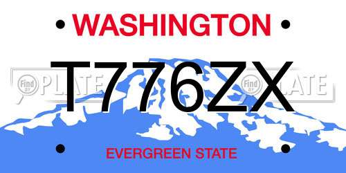 T776ZX Washington License Plate