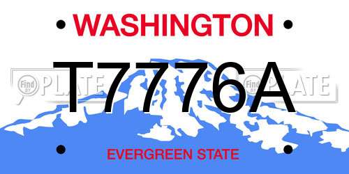 T7776A Washington License Plate