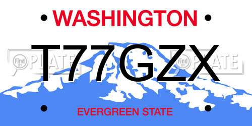 T77GZX Washington License Plate