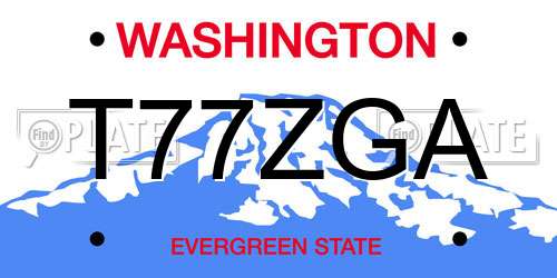 T77ZGA Washington License Plate