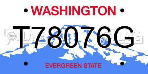 T78076G Washington License Plate