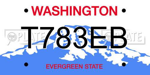 T783EB Washington License Plate