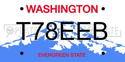T78EEB Washington License Plate