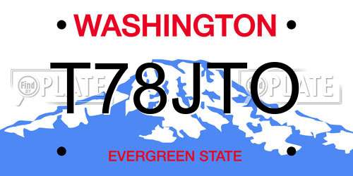 T78JTO Washington License Plate