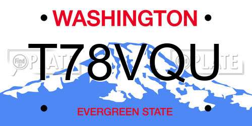 T78VQU Washington License Plate