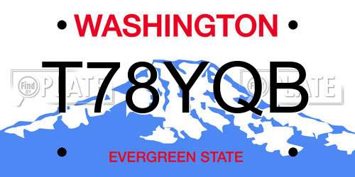 T78YQB Washington License Plate